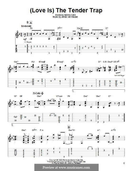 (Love Is) The Tender Trap (Frank Sinatra): For guitar with tab by Jimmy Van Heusen
