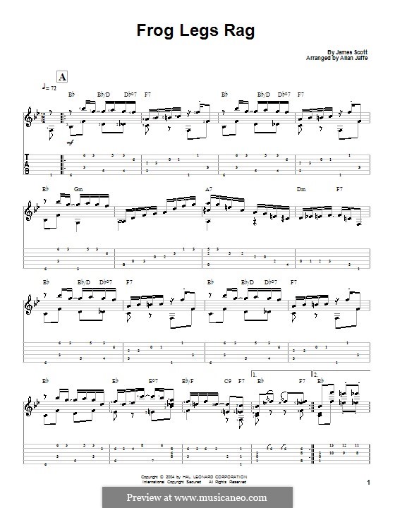 Frog Legs Rag: For piano by James Scott