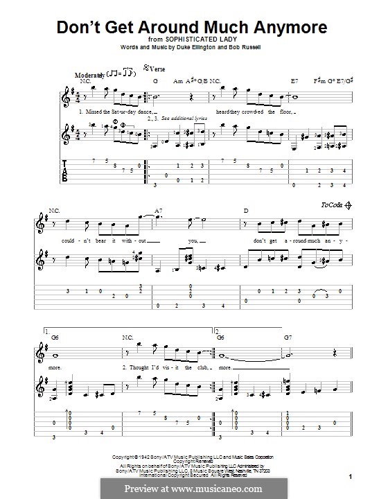 Don't Get Around Much Anymore: For guitar with tab by Duke Ellington
