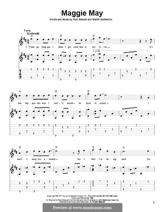Maggie May: For guitar by Martin Quittenton, Rod Stewart
