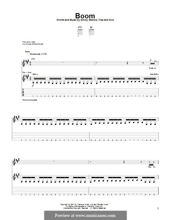 Boom (P.O.D.): For guitar with tab by Sonny Sandoval, Traa Daniels, Wuv Bernardo, Marcos Curiel