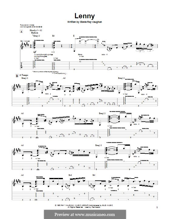 Lenny: For guitar with tab by Stevie Ray Vaughan