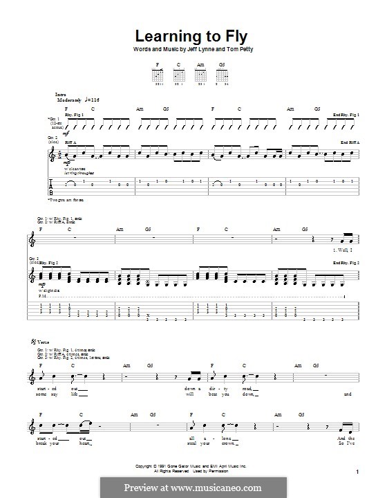 Learning to Fly (Tom Petty And The Heartbreakers): For guitar with tab by Jeff Lynne