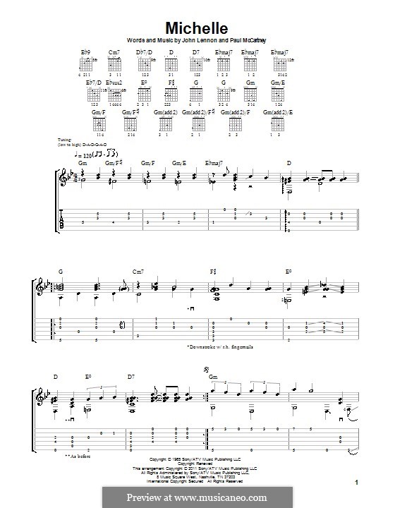 Michelle (The Beatles), for One Instrument: For guitar by John Lennon, Paul McCartney