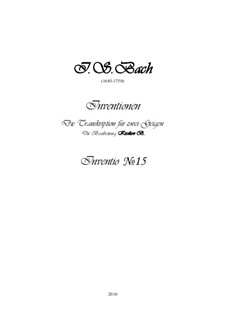 No.15 in B Minor, BWV 786: For two violins, score and parts by Johann Sebastian Bach
