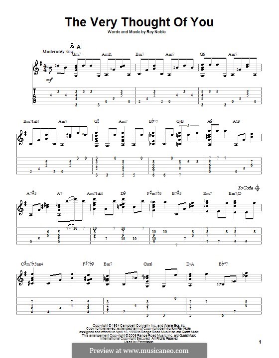 The Very Thought of You: For guitar with tab by Ray Noble