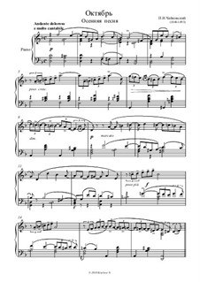 No.10 October (Autumn Song): For piano (high quality sheet music) by Pyotr Tchaikovsky