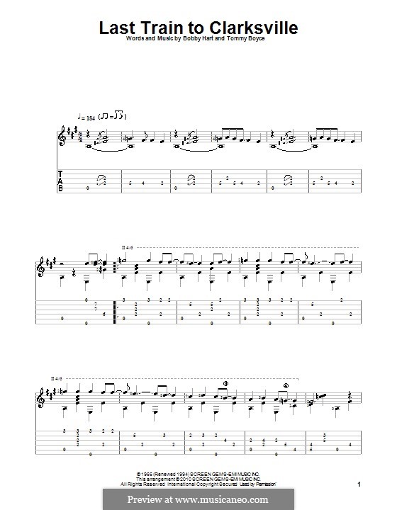 Last Train to Clarksville (The Monkees) by B. Hart, T. Boyce on MusicaNeo