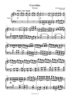 No.9 September (The Hunt): For piano (high quality sheet music) by Pyotr Tchaikovsky
