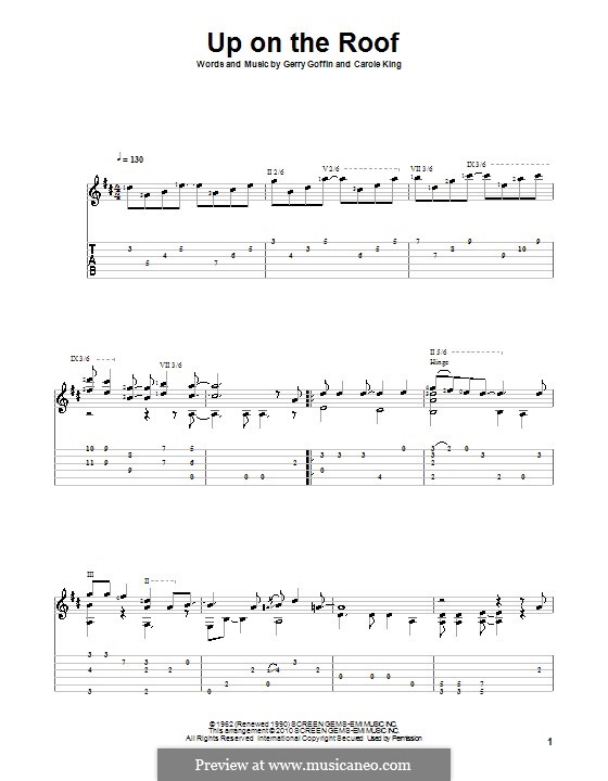 Up on the Roof (The Drifters): For guitar with tab by Carole King, Gerry Goffin