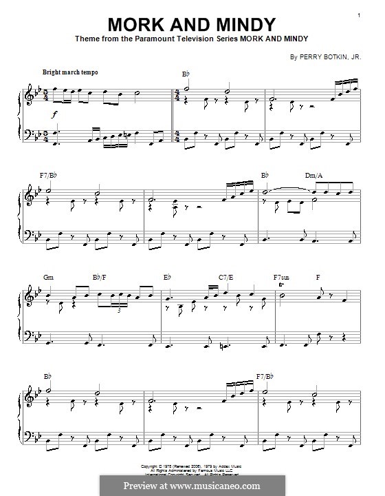 Mork and Mindy: For piano by Perry Botkin Jr.