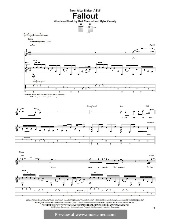 Fallout (Alter Bridge): For guitar with tab by Mark Tremonti, Myles Kennedy