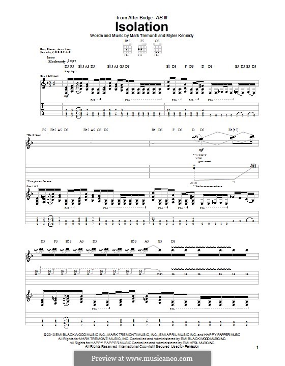 Isolation (Alter Bridge): For guitar with tab by Mark Tremonti, Myles Kennedy