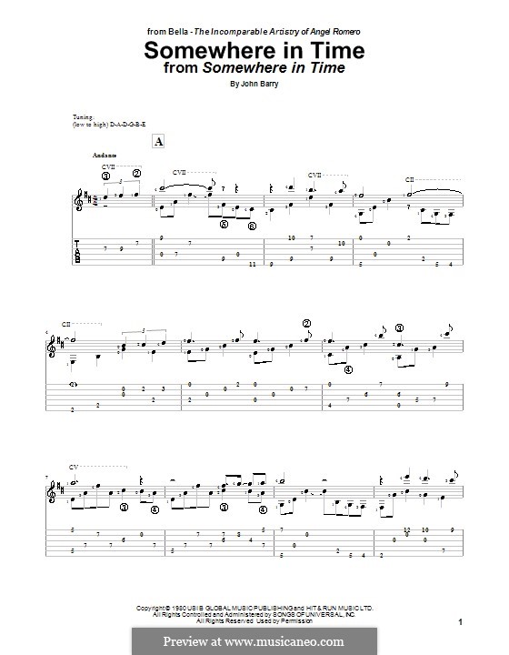 Somewhere in Time: For guitar by John Barry