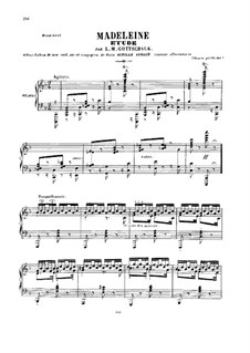 Madeleine. Etude: For piano by Louis Moreau Gottschalk