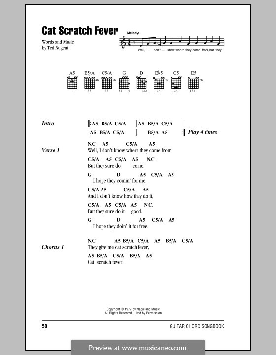 Cat Scratch Fever: Lyrics and chords by Ted Nugent