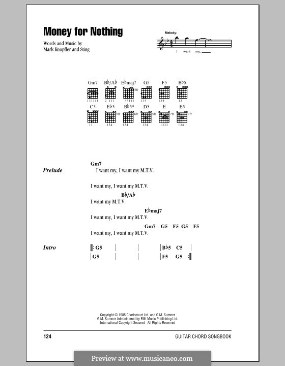 Money for Nothing by Sting, M. Knopfler sheet music on MusicaNeo
