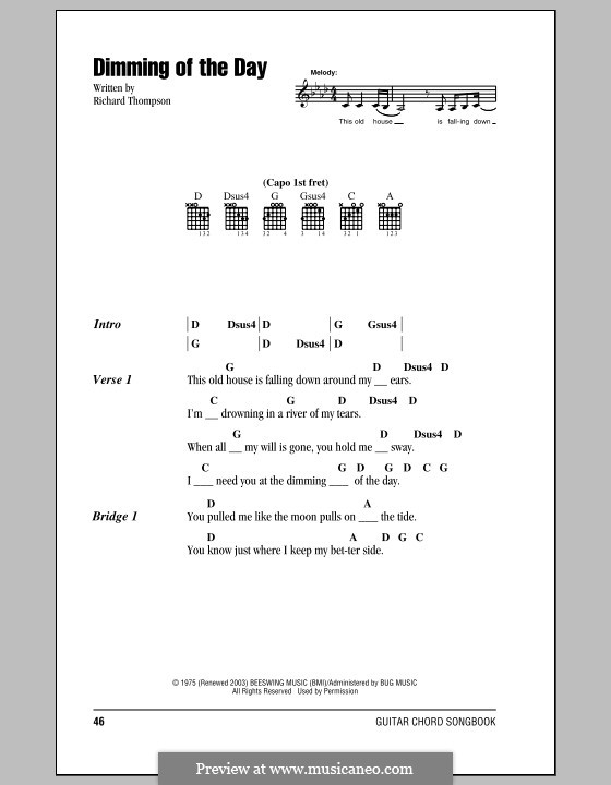 Dimming of the Day: Lyrics and chords by Richard Thompson