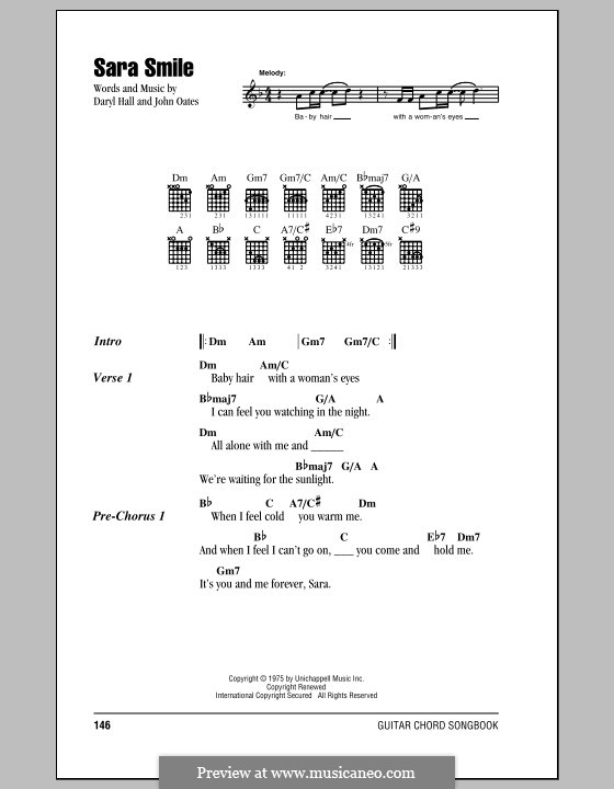 Sara Smile: Lyrics and chords (Hall & Oates) by Daryl Hall, John Oates