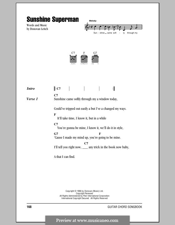 Sunshine Superman by D. Leitch sheet music on MusicaNeo