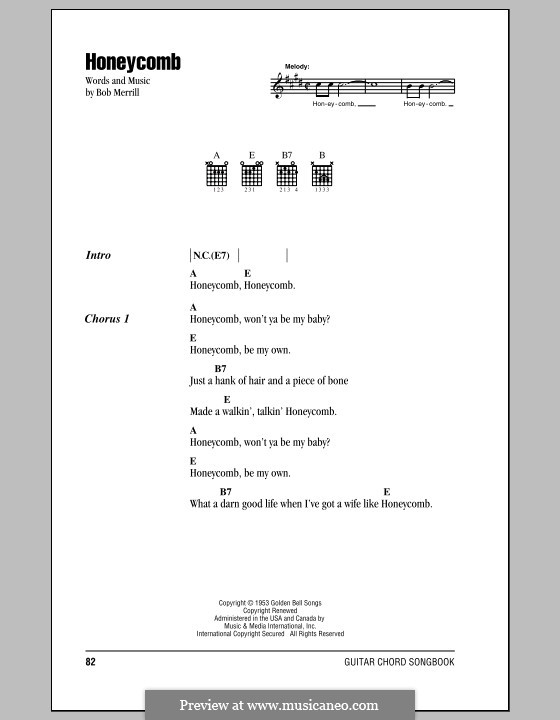 Honeycomb: Lyrics and chords by Bob Merrill