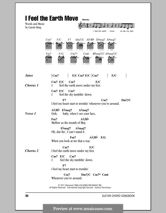 I Feel the Earth Move: Lyrics and chords by Carole King