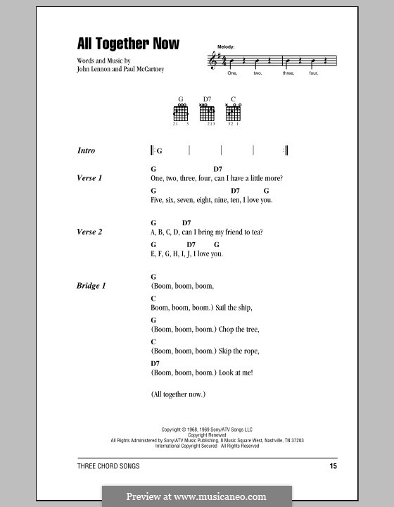 All Together Now (The Beatles): Lyrics and chords by John Lennon, Paul McCartney