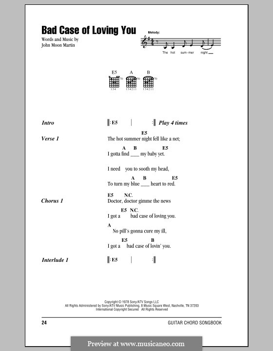 Bad Case of Loving You (Robert Palmer): Lyrics and chords by Moon Martin