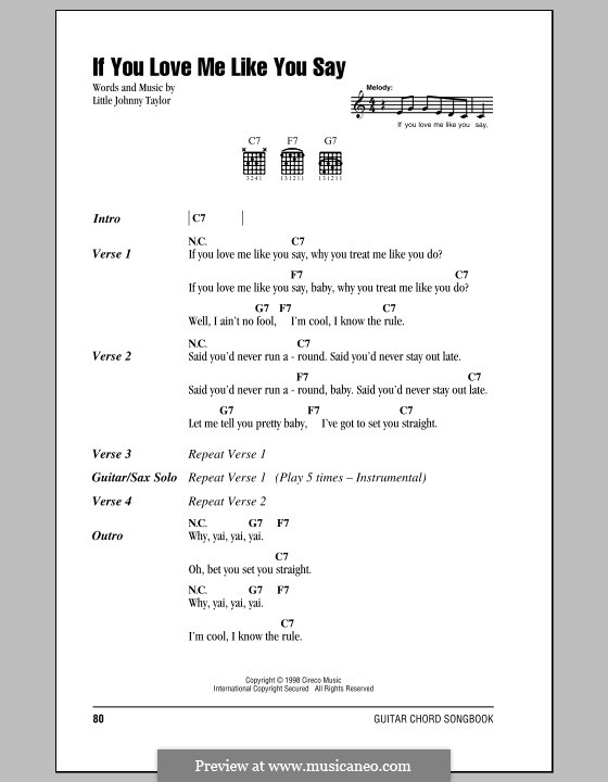 If You Love Me Like You Say: Lyrics and chords by Little Johnny Taylor