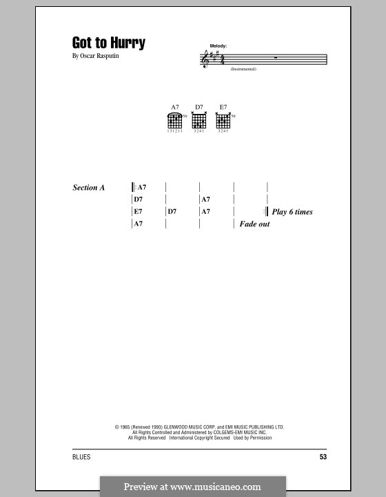 Got to Hurry (Eric Clapton): Lyrics and chords by Oscar Rasputin