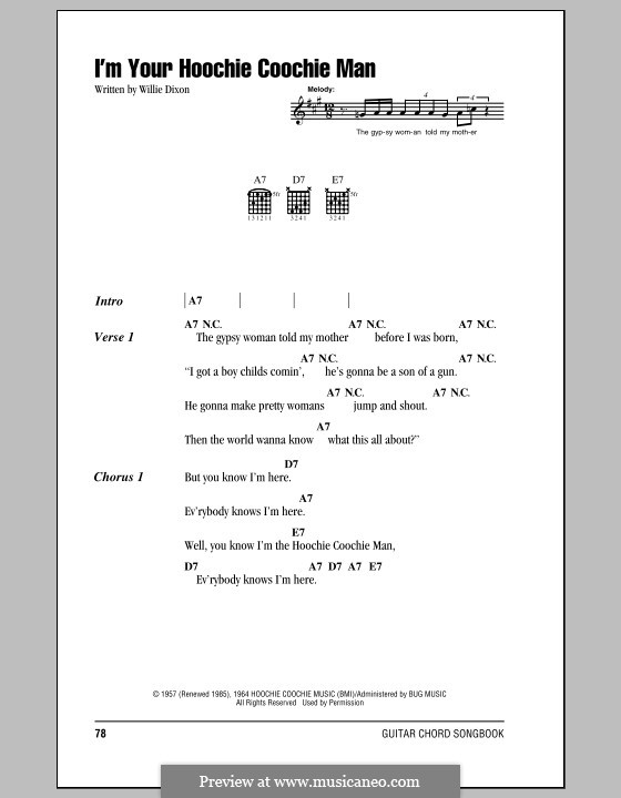 I'm Your Hoochie Coochie Man (Muddy Waters): Lyrics and chords by Willie Dixon