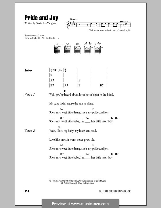 Pride and Joy: Lyrics and chords by Stevie Ray Vaughan