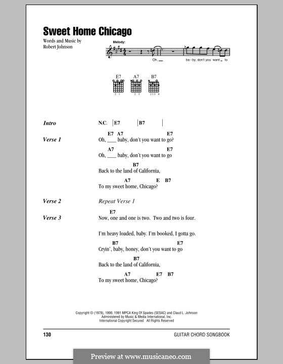 Sweet Home Chicago (Eric Clapton): Lyrics and chords by Robert Leroy Johnson