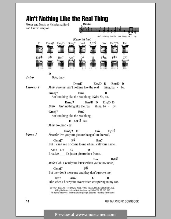 Ain't Nothing Like the Real Thing (Marvin Gaye & Tammi Terrell): Lyrics and chords by Nicholas Ashford, Valerie Simpson