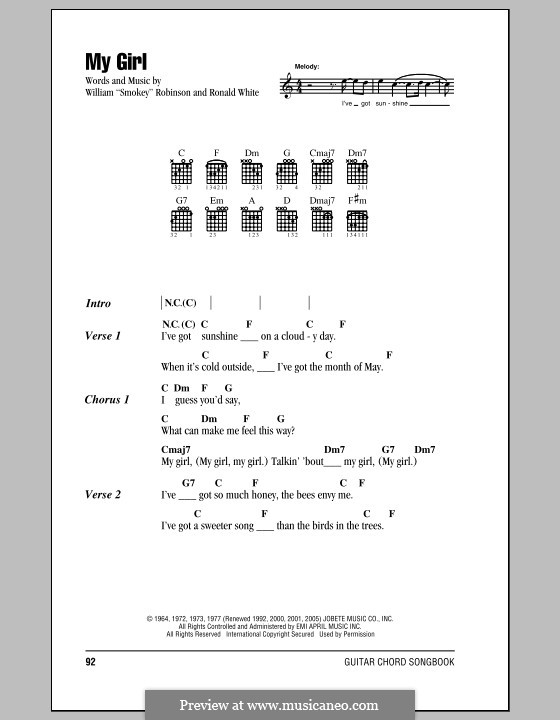 My Girl (The Temptations): Lyrics and chords by Ronald White, Smokey Robinson