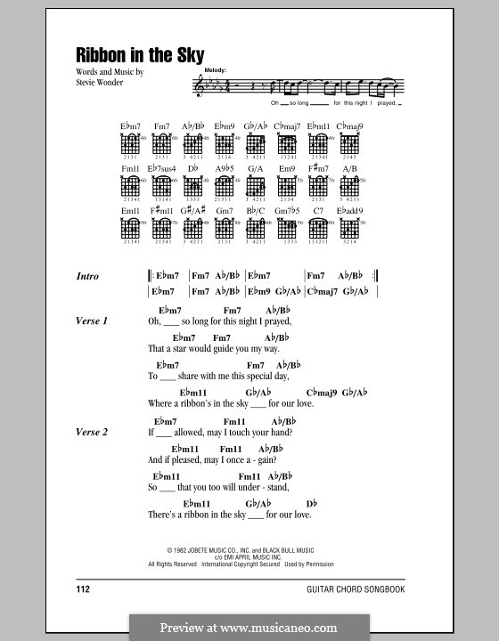 Ribbon in the Sky: Lyrics and chords by Stevie Wonder