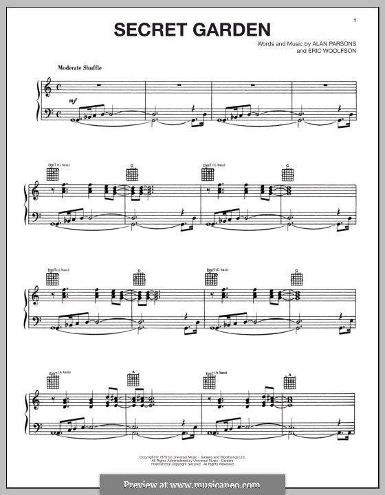 Secret Garden (Alan Parsons Project): For voice and piano (or guitar) by Alan Parsons, Eric Woolfson