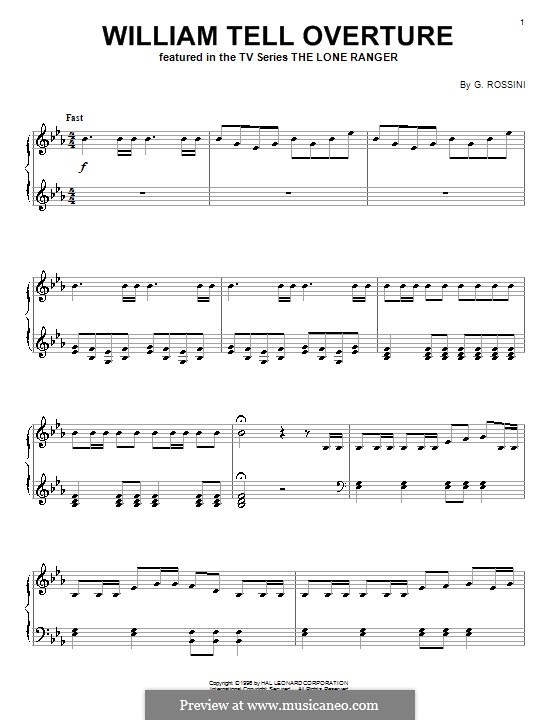 Overture (Printable Scores): Allegro vivace, for piano by Gioacchino Rossini