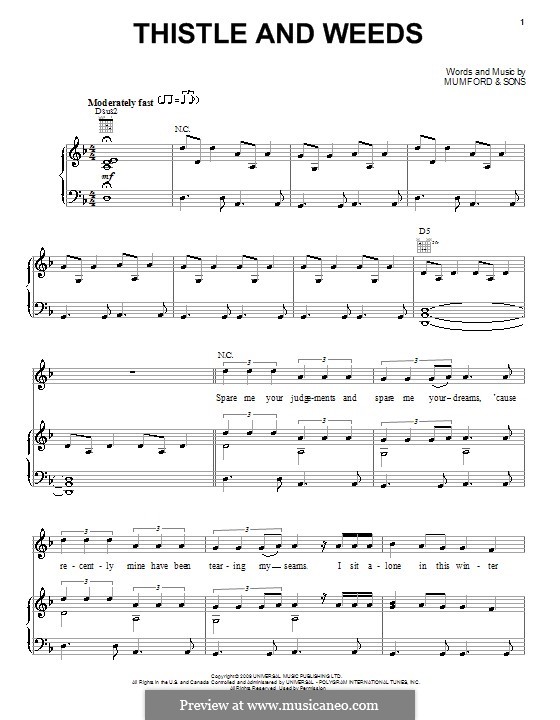 Thistle and Weeds (Mumford & Sons) by M. Mumford sheet music on MusicaNeo