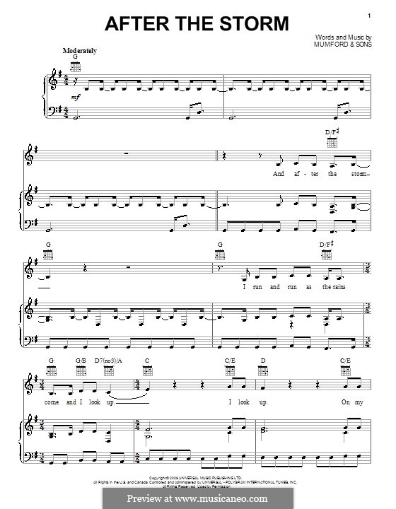 After the Storm (Mumford & Sons): For voice and piano (or guitar) by Marcus Mumford