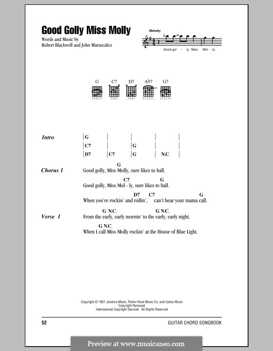 Good Golly Miss Molly (Little Richard): Lyrics and chords by John S. Marascalco, Robert A. Blackwell