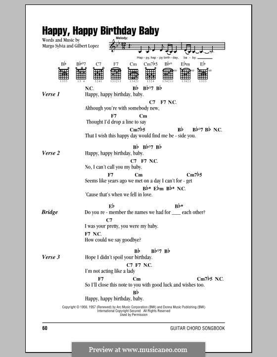 Happy, Happy Birthday Baby (The Tune Weavers): Lyrics and chords by Gilbert Lopez, Margo Sylvia