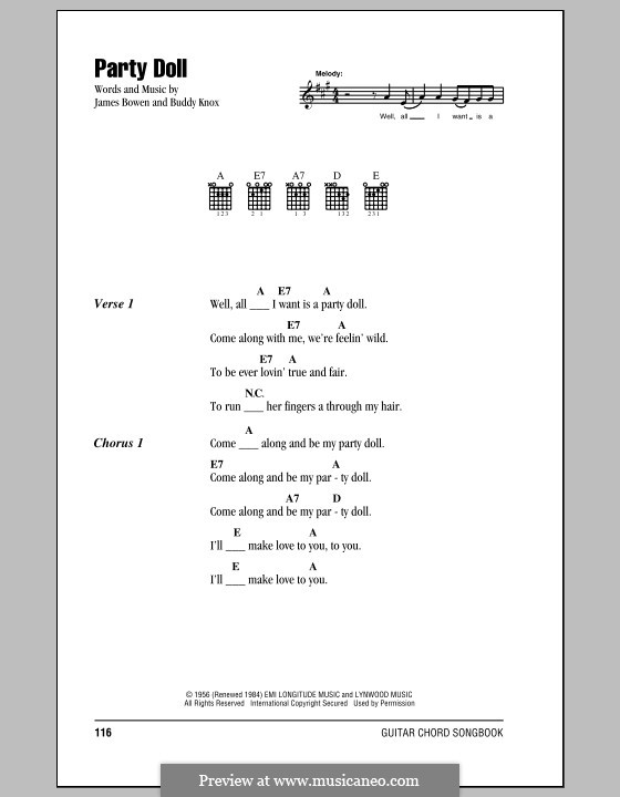 Party Doll (Buddy Knox): Lyrics and chords by James Bowen
