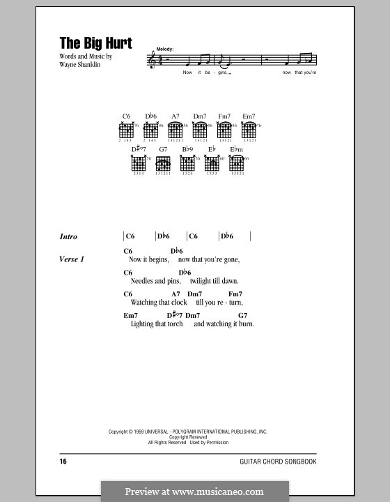 The Big Hurt: Lyrics and chords by Wayne Shanklin