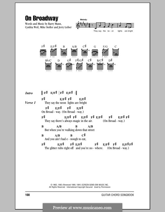 On Broadway (The Drifters): Lyrics and chords by Barry Mann, Cynthia Weil, Jerry Leiber, Mike Stoller