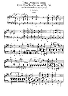 Three Orchestral Pieces from 'Sigurd Jorsalfar', Op.56: Version for piano by Edvard Grieg