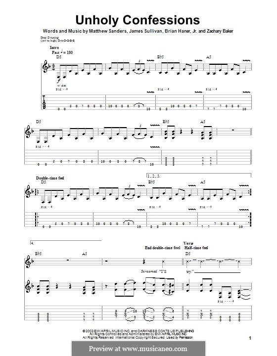 Unholy Confessions Avenged Sevenfold By B Haner Jr J Sullivan M Sanders Z Baker On Musicaneo