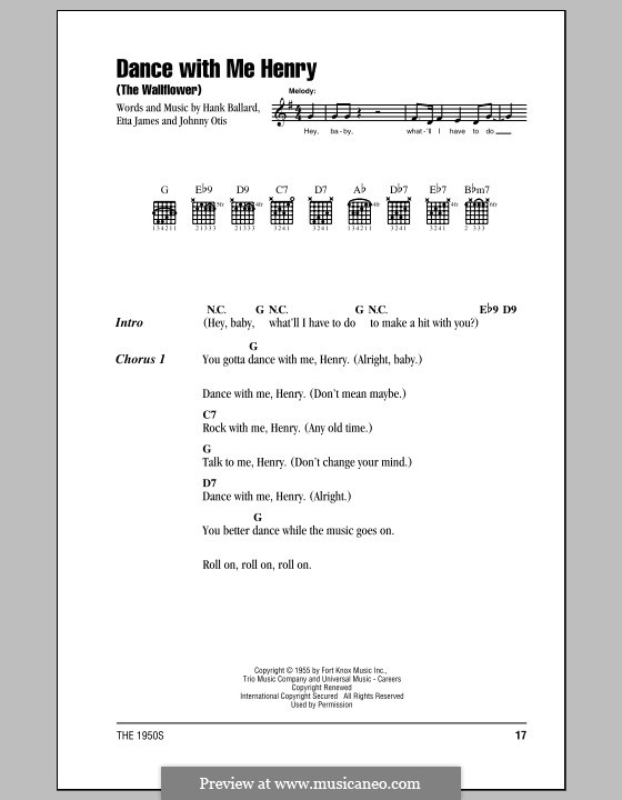 Dance with Me Henry (The Wallflower): Lyrics and chords (Etta James) by Hank Ballard, Johnny Otis