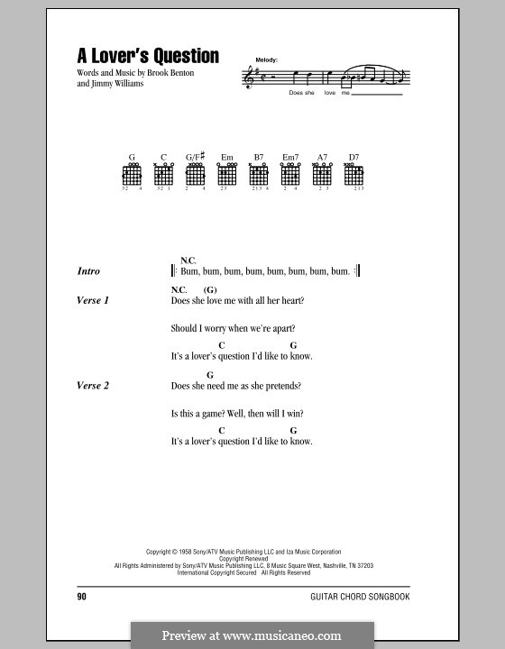 A Lover's Question (Clyde McPhatter): Lyrics and chords by Brook Benton, Jimmy Williams