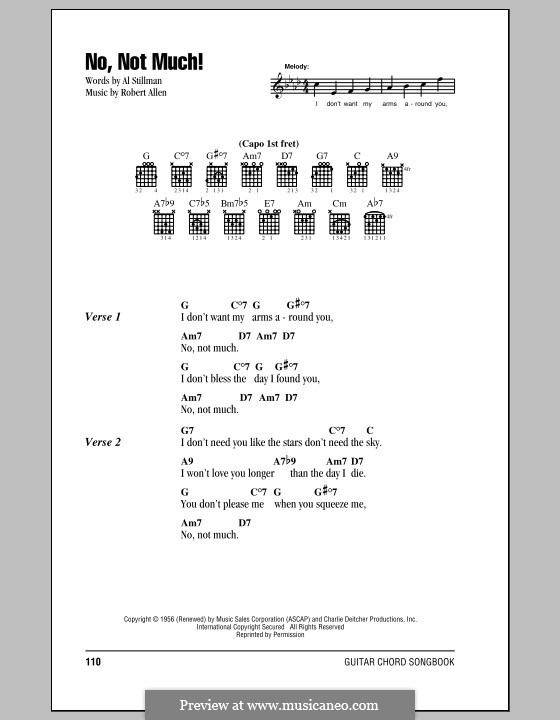 No, Not Much! (The Four Lads): Lyrics and chords by Robert Allen